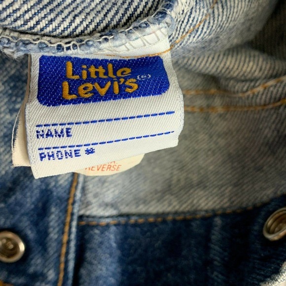 Levis Vintage Levis Kids Denim Trucker Jacket Sz 7 Acid Wash 90s Orange Tab USA - Picture 7 of 8
